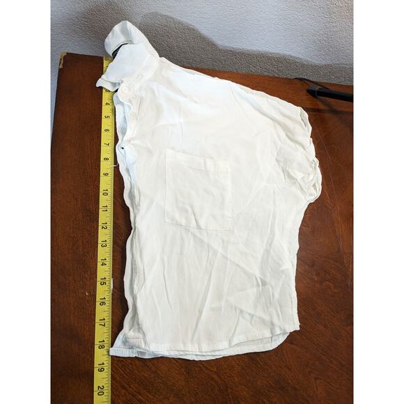 Forever 21 Cropped Top Medium White Sheer Button Up Collared Centre Seam Layer - Picture 6 of 10